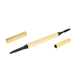 Crayon à <span class=keywords><strong>sourcils</strong></span> carré de luxe doré à double face, conteneurs minces et vides avec <span class=keywords><strong>brosse</strong></span>, logo personnalisé - Product Image 1
