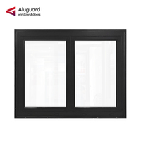 Fenêtre coulissante à double battant à valeur U de 1,87, écoénergétique, avec cadre en aluminium noir moderne, pour cuisine |   Aluguard