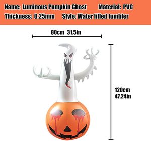 Décoration d'Halloween en PVC gonflable, fantôme et citrouille, lumineuse, pliable et légère - Product Image 3