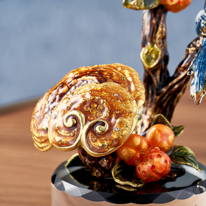 RORO Classic Lucky Decorative Luxury <strong>Lovely</strong> Reishi Mushroom Ornament with Crystal <strong>Glass</strong> Base with Enamel Handmade <strong>Painting</strong> - Product Image 5