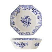 Assiettes et plats rétro de luxe léger, style occidental chinois, en porcelaine bleue et blanche, créatives, classiques, vintage, compatibles micro-ondes, sous glaçure