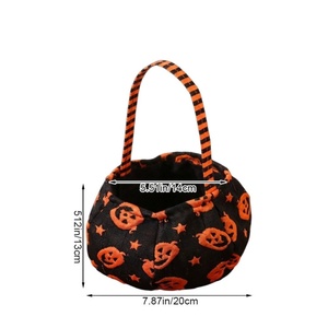 Sac à bonbons d'Halloween en forme de citrouille, sac fourre-tout portable en forme de baril, panier de truques ou de friandises, sac à main pour cadeaux de fête et fournitures de décoration - Product Image 2