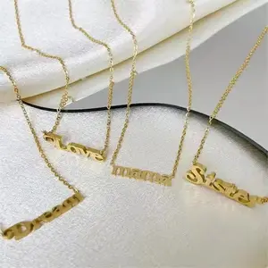 Fashion Jewelry 2024 Titanium steel electroplating mama/Love/Sister/Dream letter pendant 18K gold necklace customized