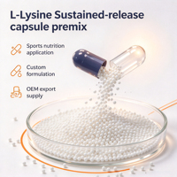 Prémélange de capsules de L-lysine à libération prolongée, granulés de L-lysine pour la nutrition sportive, fabrication OEM, export, approvisionnement par lots, usine contractuelle