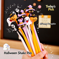 Stylo gel à secouer motif dessin animé Halloween, encre noire 0,5 mm, rechargeable, avec embout en silicone, fournitures d'écriture pour étudiants et bureau