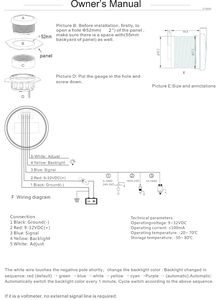 ユニバーサル52mmオイル燃料レベルゲージ、7色バックライトディスプレイ、0-190オーム/240-33オーム範囲、ブラックインジケーター、船舶・ヨット用、12V、新品、VW - Product Image 6
