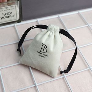 Custom Screen Printing Logo Recyclable Luxury White Silk Velvet Jewelry Gift Packaging Watch Gemstone <b>Drawstring</b> Pouch - Product Image 1