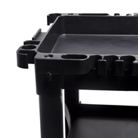 Chariot de nettoyage robuste en plastique noir, capacité de 400 lb, chariot de ménage de luxe, chariot utilitaire à 4 roues pour hôtel, hôpital