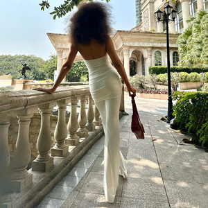 Combinaison Femme Col Montant Dos Nu Sans Manches Coupe Ajustée Taille Haute Respirante Tricotée Style Urbain Été 2025 - Product Image 3