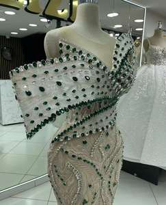 <span class=keywords><strong>Vestido</strong></span> de Fiesta Talla Grande 2026, Vestidos de Invitada de Boda de Lujo con Cristales Verdes, Vestidos de Gala Formales Aso Ebi Personalizados - Product Image 3