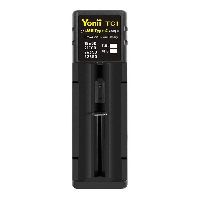USB Type-c Smart Universal Charger with Single Slot 26650 16340 3.7V 18650 4.2V 21700 Lithium Battery Charger 5V/2A Input