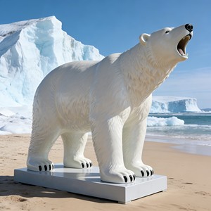 Escultura Abstracta de Fibra de Vidrio a Gran Escala, Decoración de Oso Polar, Estatua de Resina de Tamaño Real, Modelo Temático de <span class=keywords><strong>Animal</strong></span> Ártico - Product Image 1