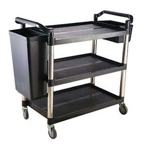 Chariot de <span class=keywords><strong>service</strong></span> utilitaire en plastique à 3 niveaux pour hôtels et restaurants, idéal pour le nettoyage de cuisine - Product Image 3