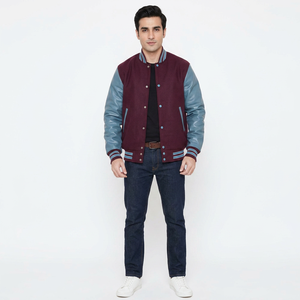 Veste bomber universitaire personnalisée de haute qualité en laine, col montant, hiver, 100% coton, broderie sur le devant, respirante, séchage rapide - Product Image 1