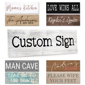 Letreros de Madera Personalizados, Letrero Rústico Personalizado de 3.5" X 10" con 10 Fondos, Fuentes y Colores Intercambiables, Letrero para Exteriores - Product Image 1