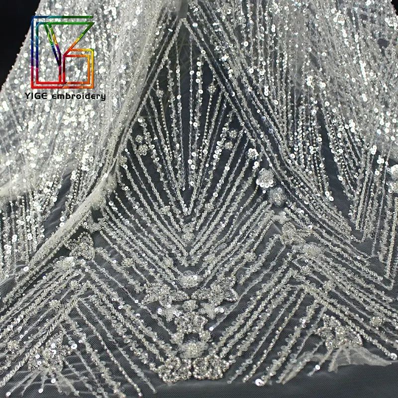 Tecido bordado de renda de noiva, branco, noiva, tecido com lantejoulas, francesa, material de renda, tecido de renda