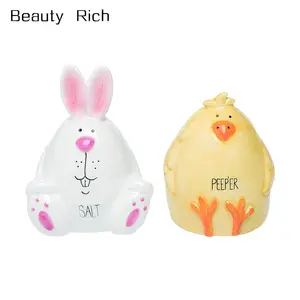 Porselein "Pasen Keramische Zout En Peper Shaker Set Bunny En Chick, Zout & Peeper