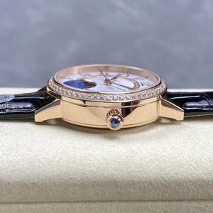 Top Grade Classic Automatic Moon Phase Sapphire Crystal Luxury <b>Ladies</b> <b>Watch</b> 34mm Stainless Steel Case <b>Black</b> Strap 50 Bar Water - Product Image 4