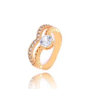 Women's Jewelry Gold Plated Cubic Zircon Ring Finger Copper Rings Girls Zircon Personality Open Adjustment Brass Rings
