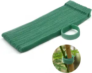 Gancho y lazo de nailon ajustable multifuncional para jardín, 50 Uds., bridas para cables de plantas reutilizables verdes