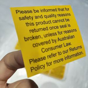 Étiquettes d'avertissement sur la politique de <span class=keywords><strong>retour</strong></span> personnalisée - Autocollants en papier enduit autocollants pour produits - Product Image 6