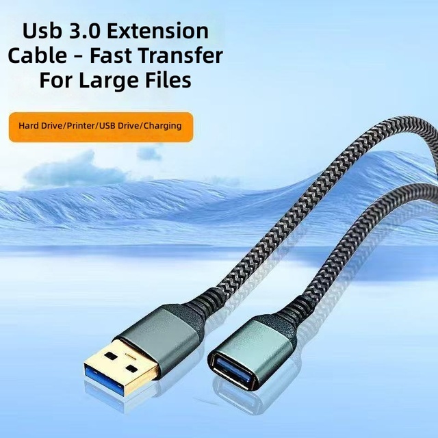 IDEAL Braided Nylon USB 3.0 Extension Cable 1m/2m/3m Customizable Length Male to Female 5A Fast Charging 5Gbps Data Transfer