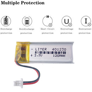 3.7v 120mah 401230 סוללת ליתיום פולימר עבור סוללת אזעקה לרכב שלט רחוק עם מחבר 2pin 1.0 מ "מ - Product Image 3