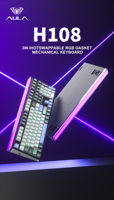 AULA H108 Nuevo Teclado Mecánico de Plástico Tri-Modo 2.4G BT con Cable, 108 Teclas, Interruptor Silencioso, Iluminación RGB, Ergonómico, Tipo-C para Oficina
