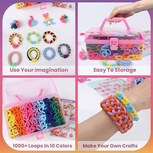 <span class=keywords><strong>Kit</strong></span> de fabrication de bracelets en tissu élastique coloré avec plus de 1000 boucles, jouet d'artisanat pour enfants, <span class=keywords><strong>kit</strong></span> de tissage de bracelets - Product Image 2