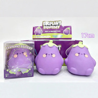 Hot verkopende grappige squishy aubergine knijp speelgoed schattige fruit groente dieren knijp fidget sensorische stress verlichtende speelgoed