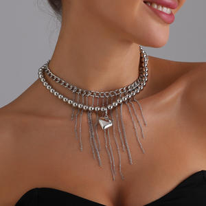 Sweet Cool Hot Girl Ins Style Coeur Pendentif Gland Lumière De Luxe Mode Collier Métallique - Product Image 1