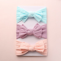 Baru Lahir Bayi Perempuan Kabel Rajut Rambut Band Besar Bow Tie Knit Bandana Nilon Ikat Kepala Balita Kepala Busur Simpul Sorban Anak