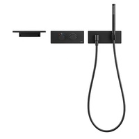 Mitigeur encastré mural pour baignoire en laiton pur de haute qualité, noir mat, avec cascade, pour projet hôtelier