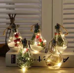 크리스마스 파티 장식 용품 LED 조명과 공을 교수형 휴일 가정 장식을위한 크리스마스 장식품