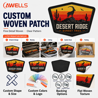 Patch tissé personnalisé AWELLS Desert Ridge avec motif Ibex Sunset Trail et badge textuel pour vestes, sacs, casquettes et vêtements d'extérieur