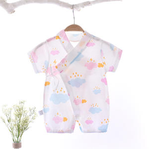 Pelele infantil de verano ligero Unisex transpirable tejido de algodón estampado estilo coreano bebé gateando Kimono con mangas cortas - Product Image 6