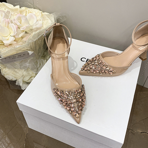 Chaussures à talons aiguilles avec strass, sandales élégantes pour femmes, faites à la main, sur mesure, grande taille 41, talons de mariage - Product Image 3