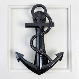 Black Nautical Anchor Design Knob Glossy Metal Classic Door & <b>Drawer</b> Push or Pull Use Decorative Knobs Cast Iron Material - Product Image 1