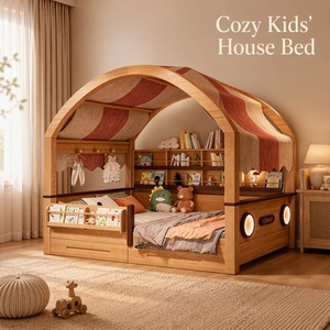 <span class=keywords><strong>Lit</strong></span> cabane en bois personnalisé avec <span class=keywords><strong>tente</strong></span>, baldaquin, garde-corps, étagère et rangement, 1.2, 1.35, 1.5m, pour enfants garçons et filles - Product Image 2