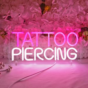 Décoration murale intérieure néon LED pour tatouage et piercing, panneau lumineux suspendu pour vitrine de magasin, indicateur d'entrée, lumière d'ambiance de rue, enseigne lumineuse - Product Image 5