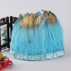 Venta al por mayor de fábrica: Plumas de ganso Xin Tian teñidas con puntas doradas, accesorios de ropa multicolor, certificado veterinario, China - Product Image 6