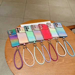 Mạ điện mềm <span class=keywords><strong>TPU</strong></span> bảo vệ trường hợp điện thoại với dây đeo cổ tay cho Samsung S25 siêu S24 cộng với Laser đầy màu sắc lượn sóng khung trái tim trường hợp - Product Image 6