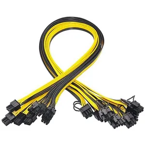 PCI-E 6pin Male to Dual 8pin Male Splitter Cable 6Pin PCIe to 6+2Pin 18AWG Power Supply Adapter Cables