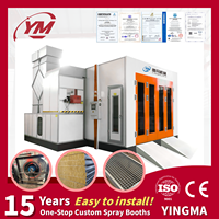 Cabine de peinture automobile 40,5 kW, isolation en laine de roche, brûleur Riello, écran tactile PLC, débit d'air 24000 m³/h, 4 portes en tôle, homologuée CE