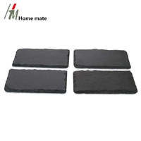 Ensemble de 4 mini-assiettes rectangulaires en ardoise naturelle de 20x10 cm, motif personnalisé, écologiques et jetables pour cadeaux
