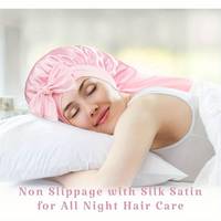 Bonnet en satin de haute qualité, best-seller, avec long lien élastique, grande taille, pour le soin des cheveux, pour dormir, à usage domestique