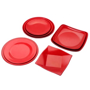 Bols et assiettes ronds rouges et noirs, assiettes en mélamine, ensembles de vaisselle, <span class=keywords><strong>petite</strong></span> <span class=keywords><strong>assiette</strong></span> Plate pour Restaurant - Product Image 1