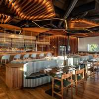 Ensemble de mobilier de restaurant, chaises en cuir PU et tables en bois avec canapé banquette pour café, hôtel