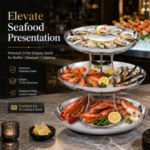 Support de buffet de luxe pour hôtel, en acier inoxydable 304, à <span class=keywords><strong>trois</strong></span> niveaux, pour fruits de mer et coquillages - Product Image 4