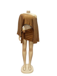 ชุดเซ็ตกระโปรงสองชิ้นสไตล์วันหยุดริมทะเล PEEQI TW740 สำหรับผู้หญิง เสื้อทรงไม่สมมาตร กระโปรงสั้นผูกเชือก ชุดเซ็ต 2 ชิ้นสำหรับผู้หญิง - Product Image 5